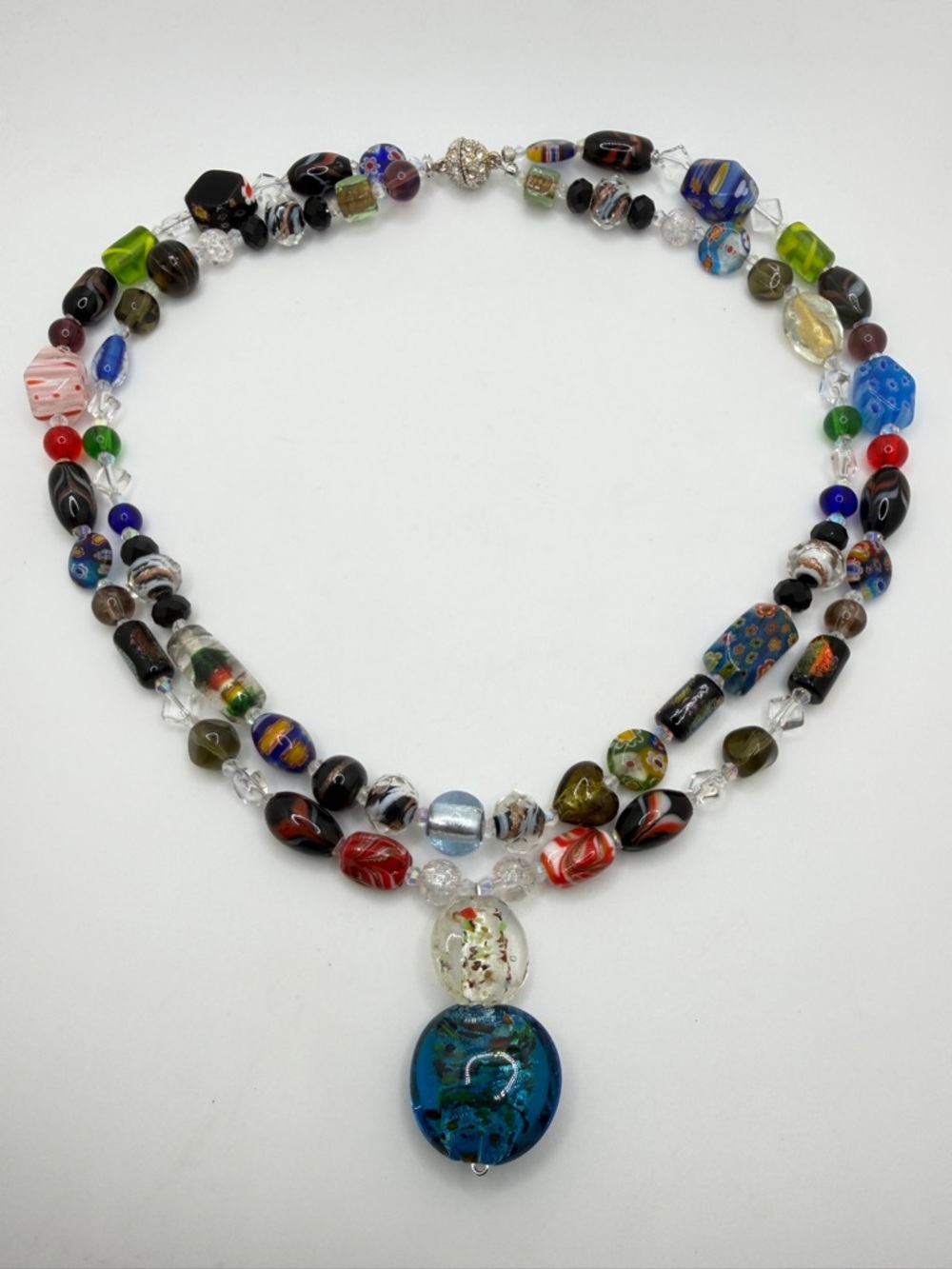 ~18" of ALL types of GLASS, double-stranded necklace w/ magnetic clasp!